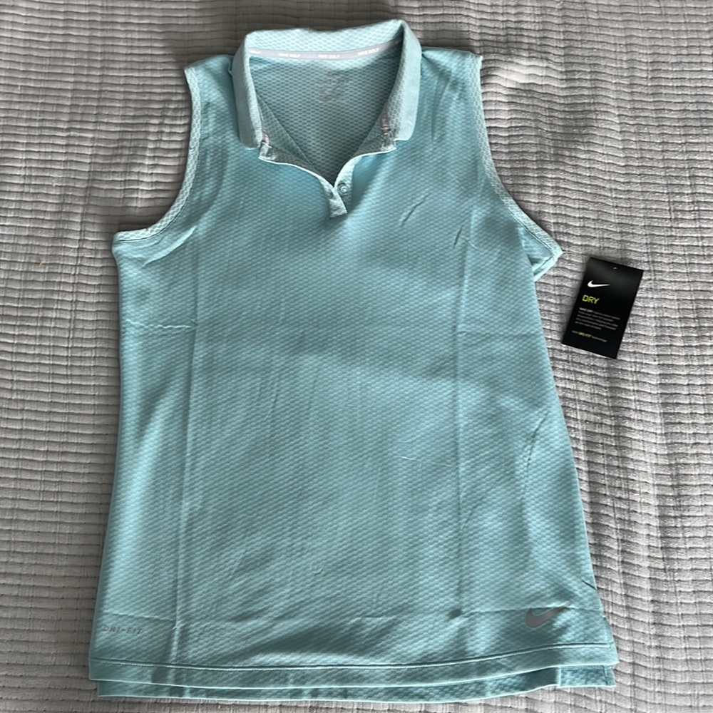 Nike Light Blue Sleeveless Polo Tank Top